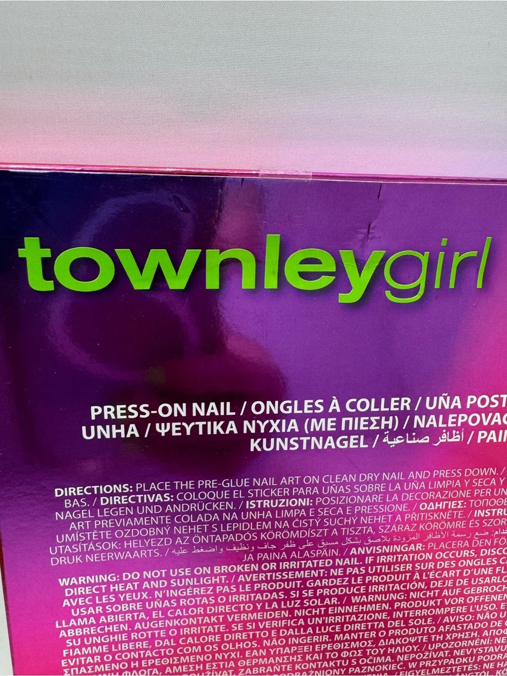 Townley Girl Press-On Nails Rounded Square Neon Glow in the Dark Retro Mix NEW
